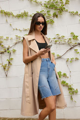 Belted Sleeveless Trench Coat