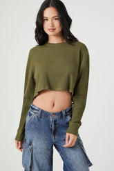 Boxy Ribbed Knit Crop Top