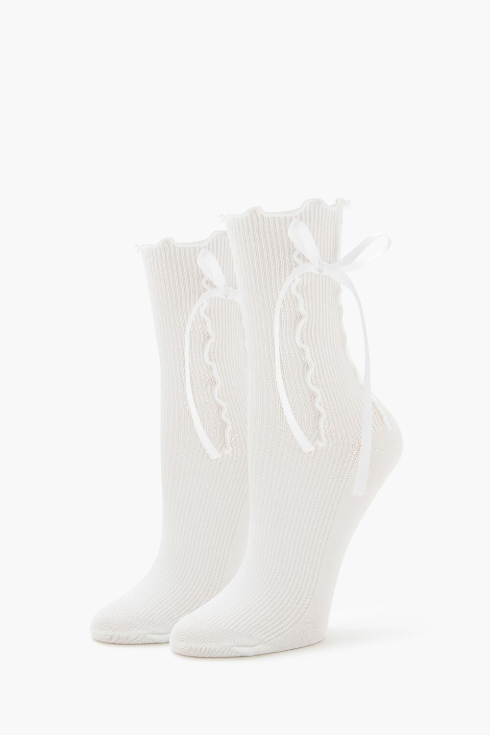 Bow Lettuce-Edge Crew Socks