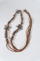 Braided Leather Butterfly Charm Belt