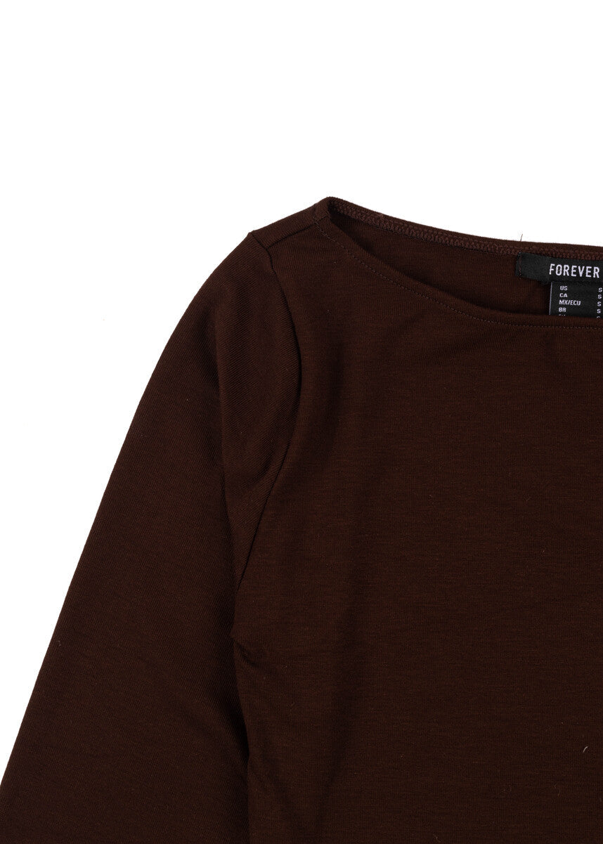 Boat Neck Long-Sleeve Top