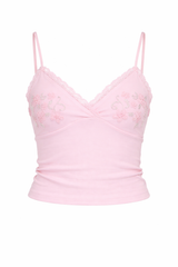 Beaded Lace Trim Tank Top