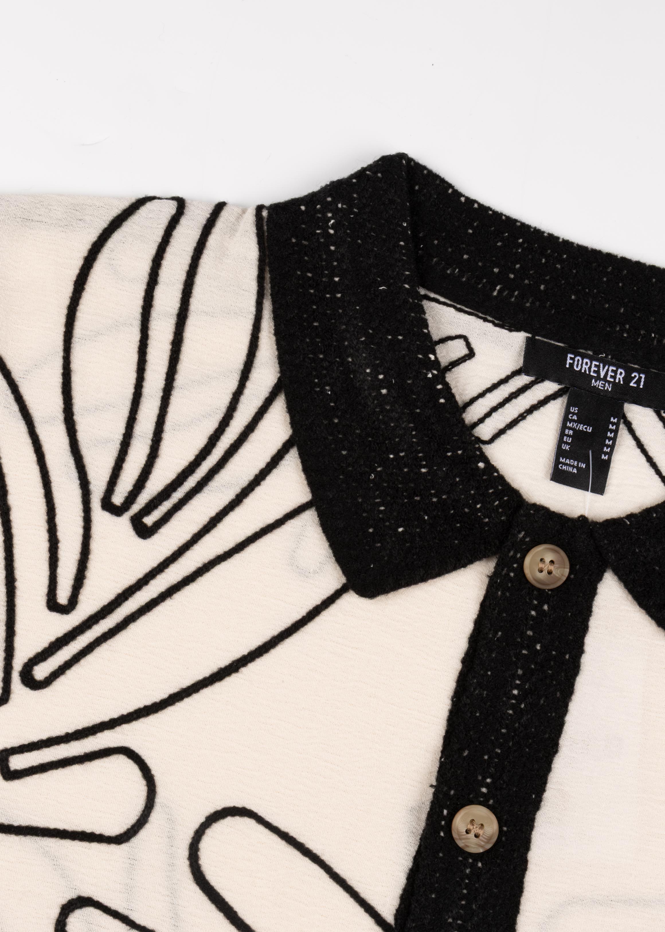 Abstract Leaf Crochet Button Down Shirt