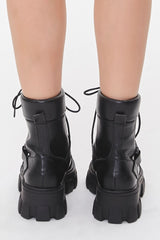 Buckle Faux Leather Booties