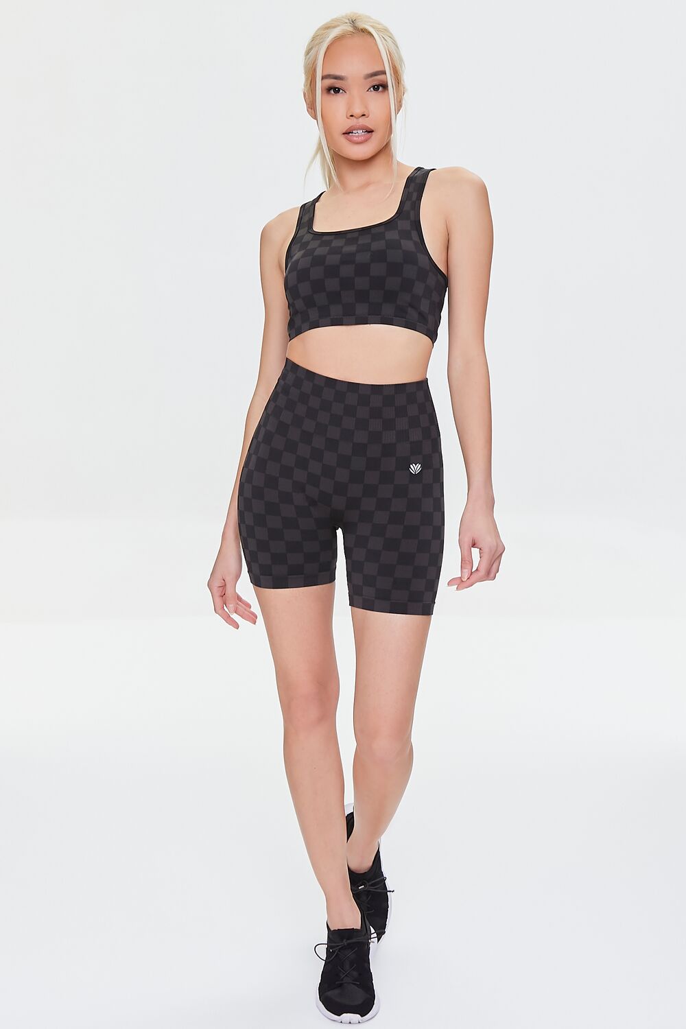 Active Seamless Checkered Biker Shorts
