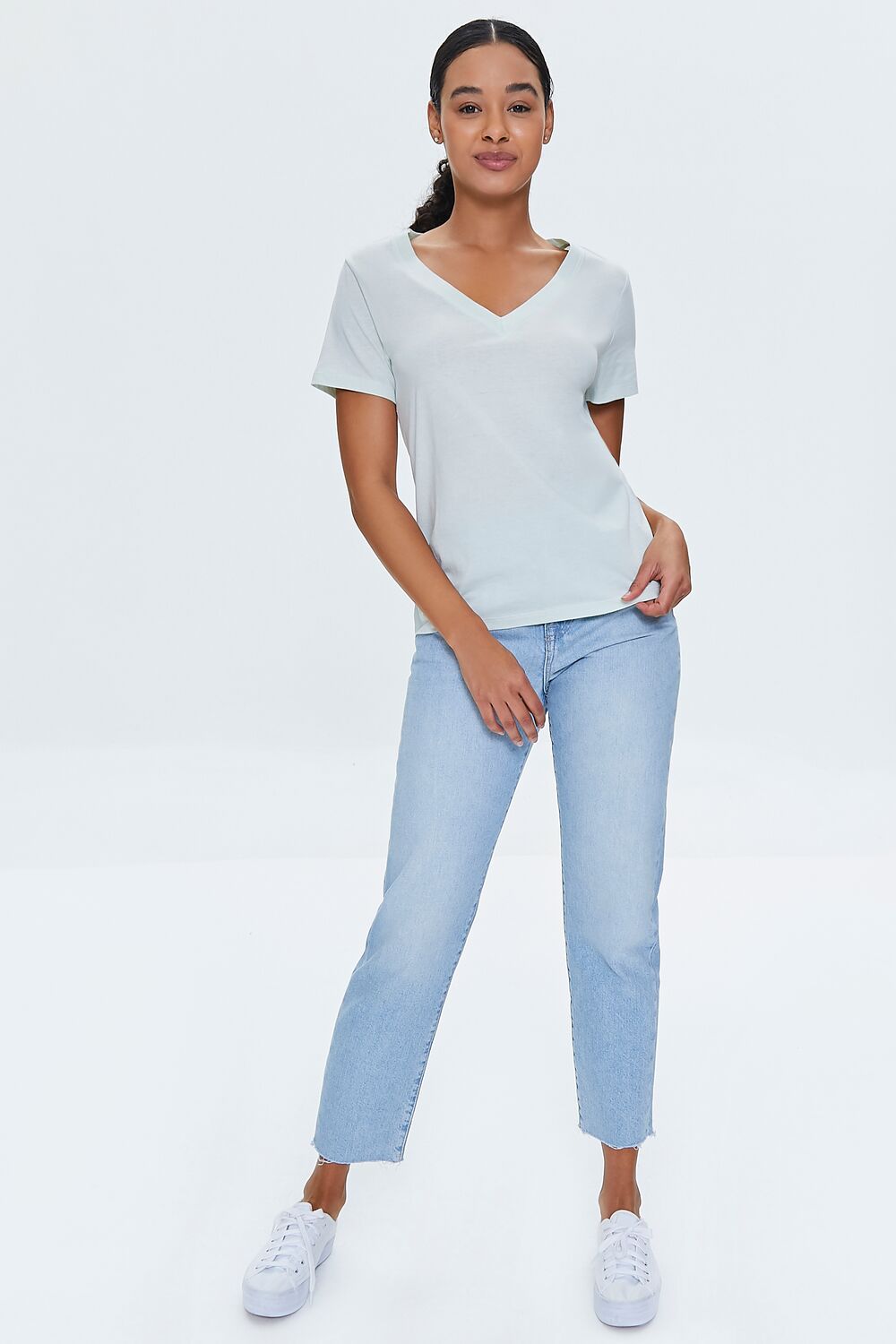 Basic Organically Grown Cotton V-Neck Tee