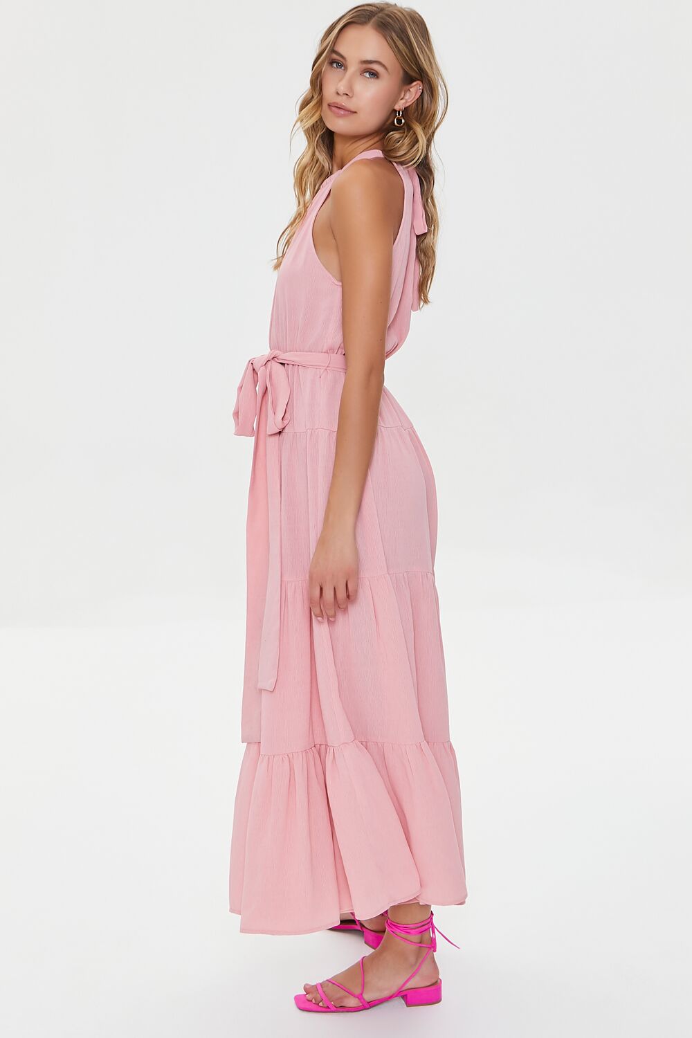 Belted Halter Maxi Dress