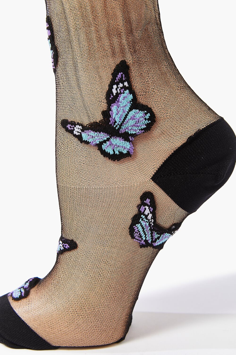 Butterfly Print Mesh Crew Socks