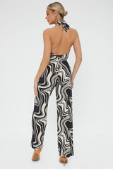 Abstract Print Cutout Jumpsuit