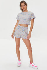 Active Paint Splattered Crop Top