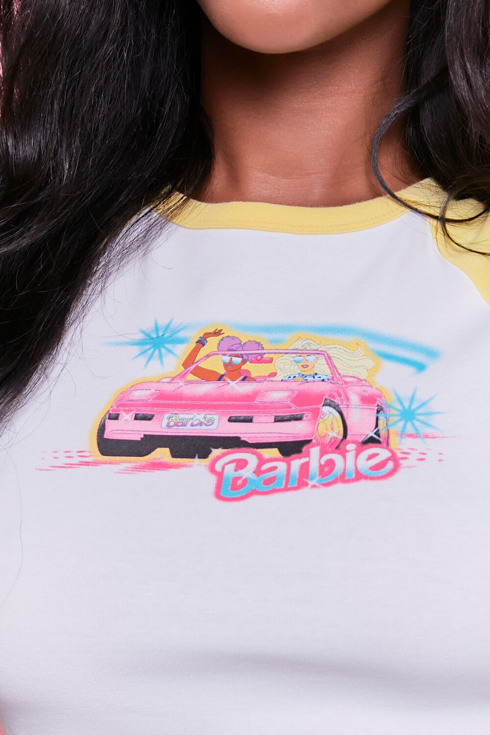 Barbie鈩?Graphic Cropped Raglan Tee