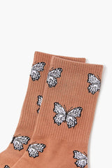 Butterfly Print Crew Socks