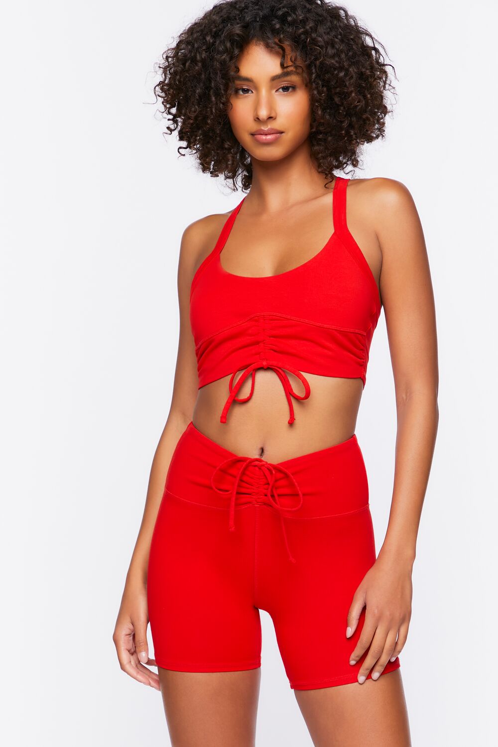 Active Ruched Drawstring Biker Shorts