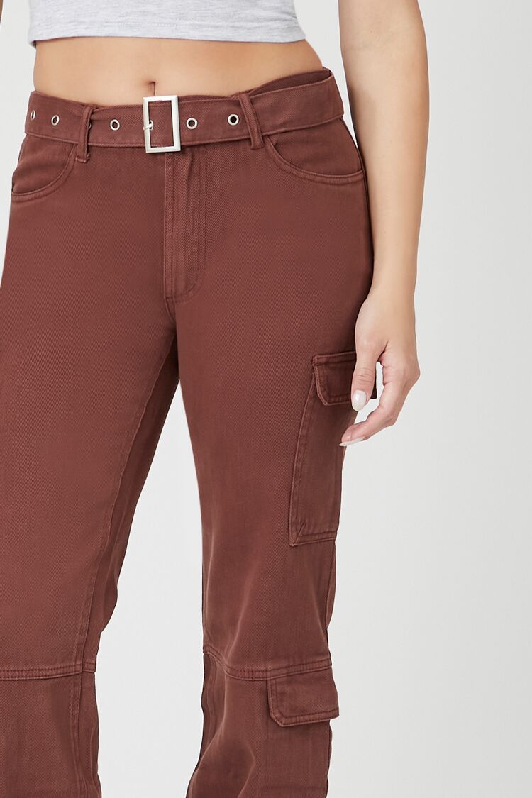 Belted Denim Cargo Jeans