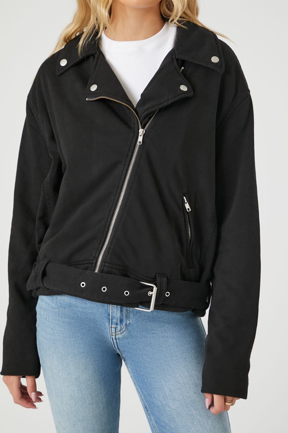 Asymmetrical French Terry Moto Jacket