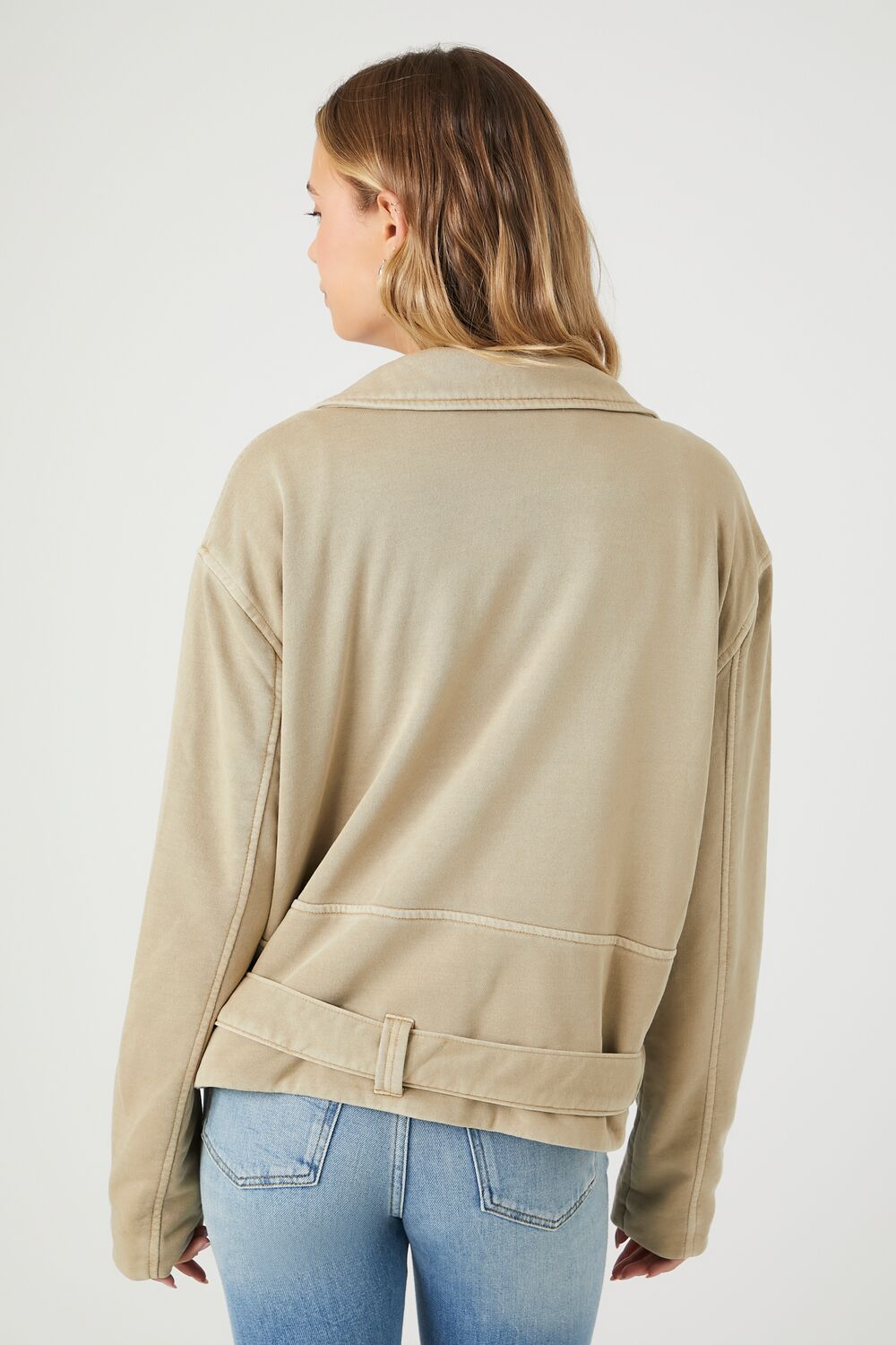 Asymmetrical French Terry Moto Jacket