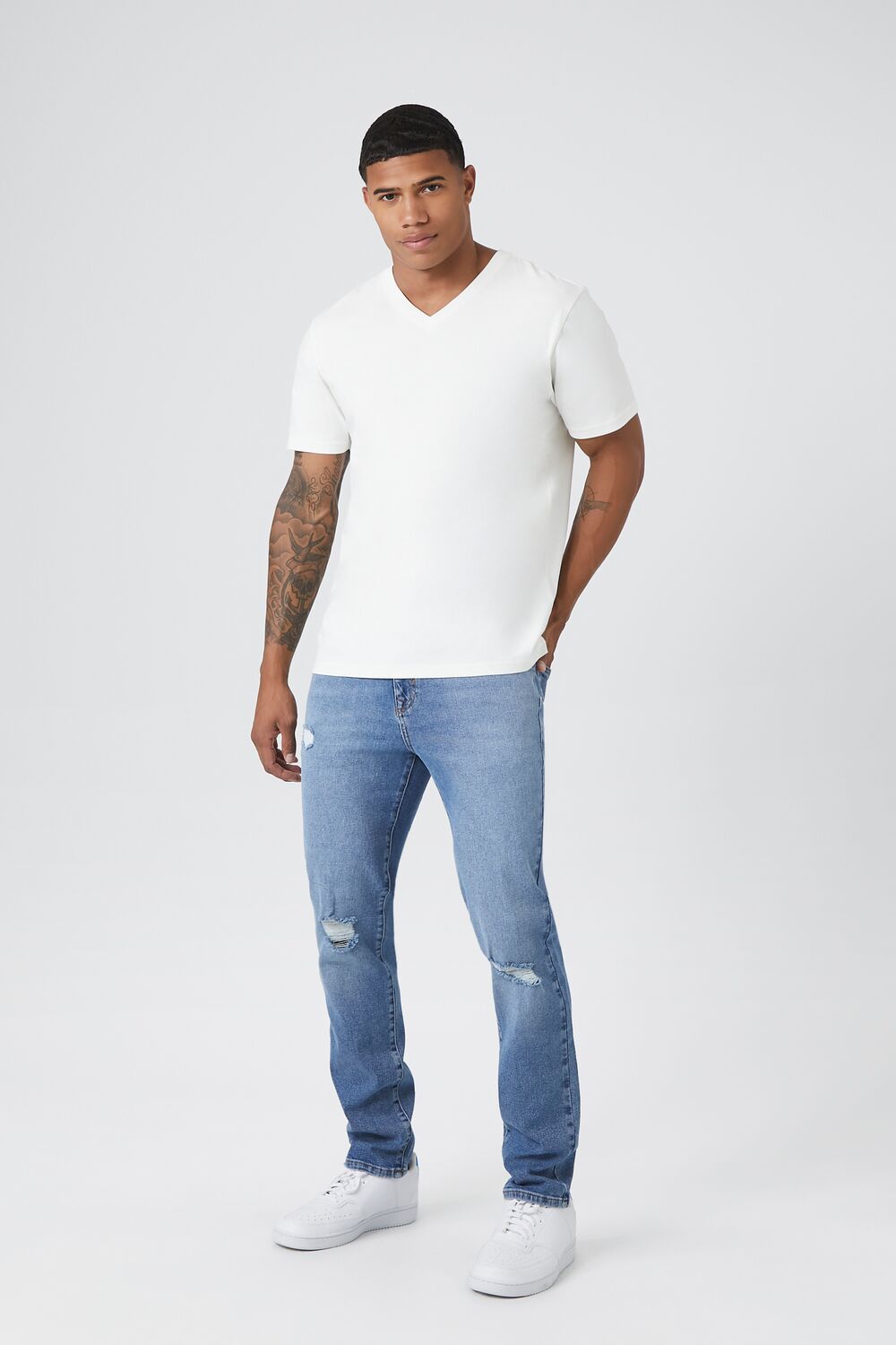 100% Cotton V-Neck Tee