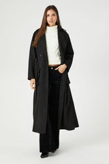 Belted Faux Suede Trench Coat