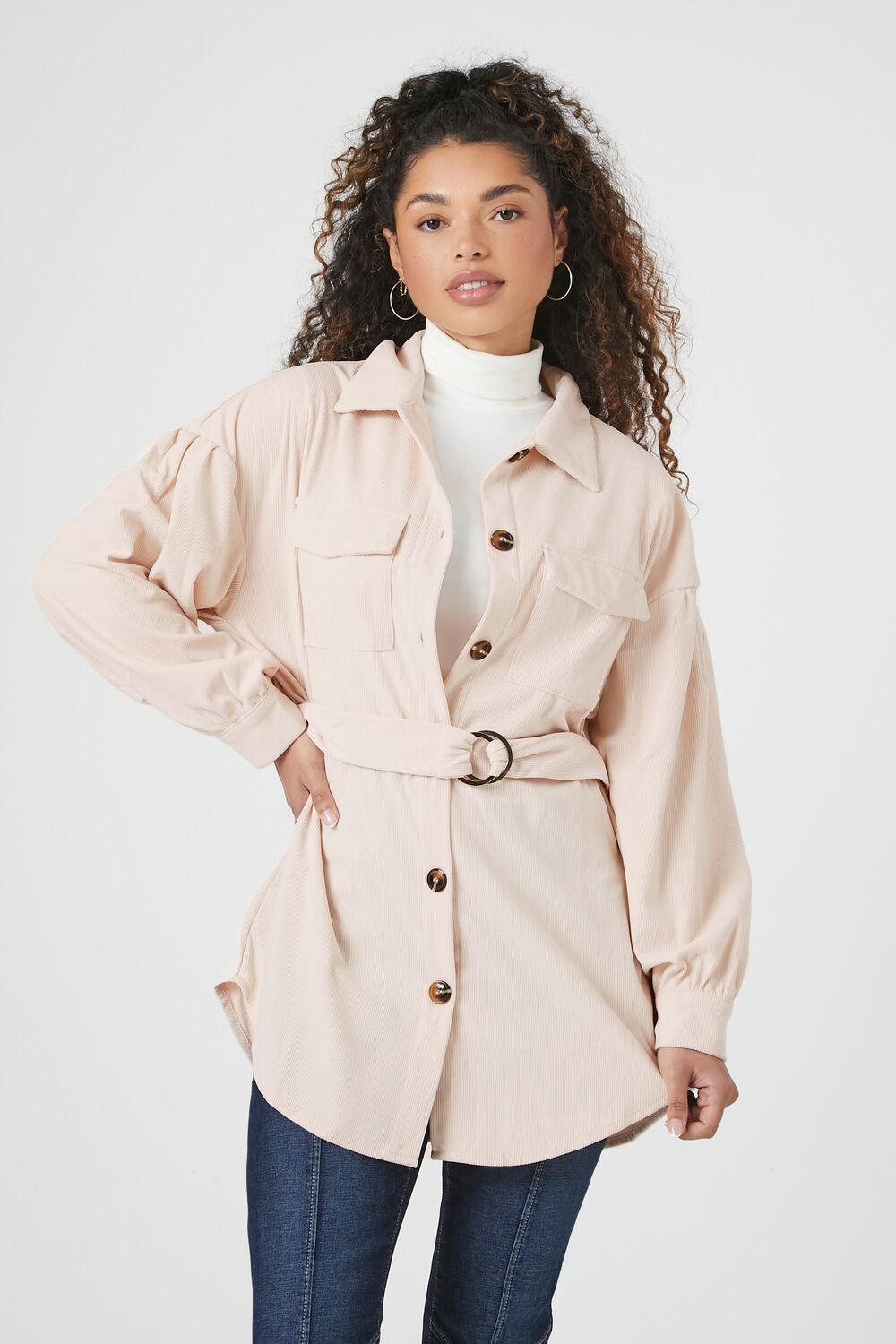 Belted Corduroy Shacket
