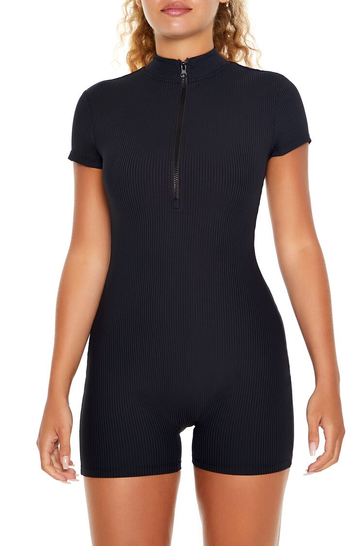 Active Half-Zip Mock Neck Romper