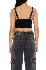 Belted Denim Crop Top
