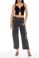 Belted Denim Crop Top