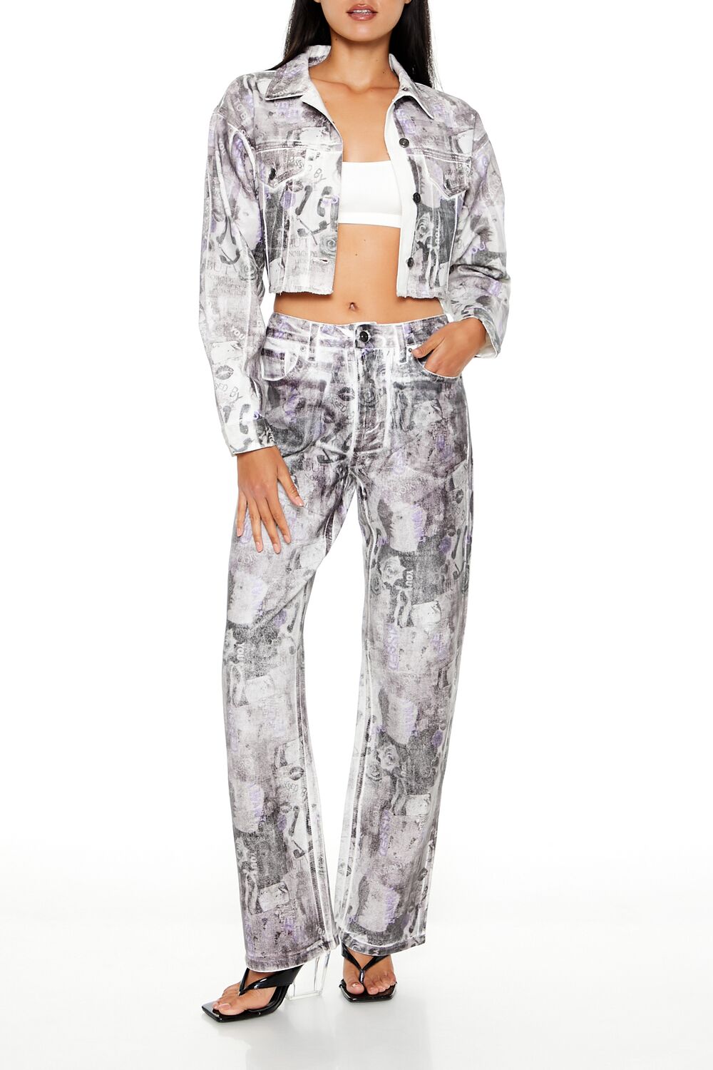 Abstract Print Trucker Jacket