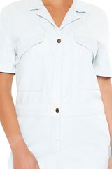 Button-Front Denim Jumpsuit
