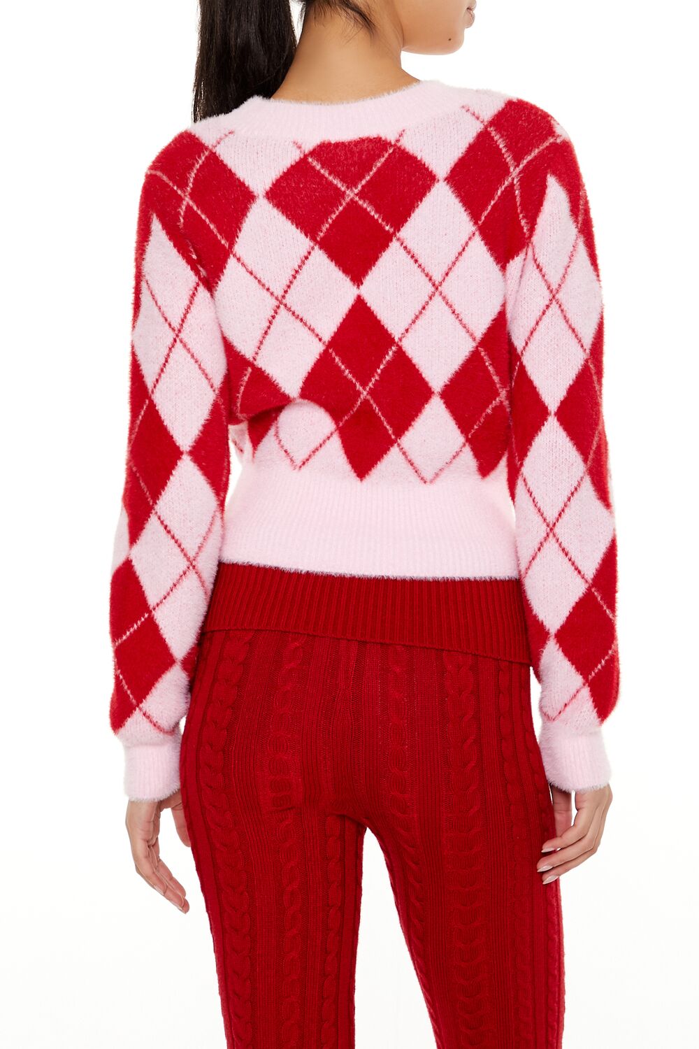 Argyle Fuzzy Knit Sweater