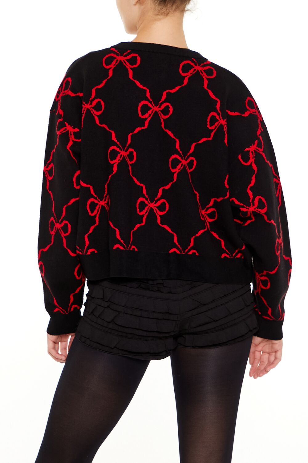 Bow Print Cardigan Sweater