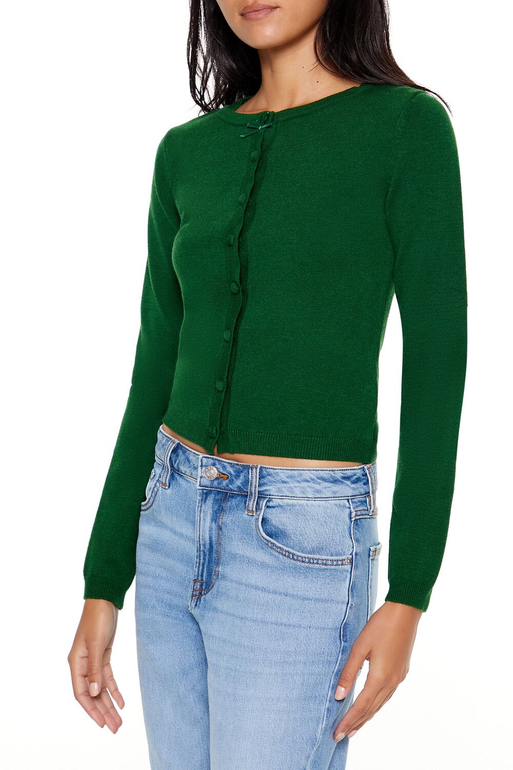 Bow Cropped Cardigan Sweater