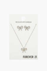 Bow Necklace & Stud Earrings Set