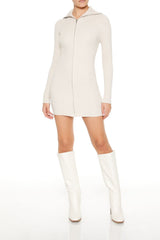 Bodycon Zip-Up Mini Sweater Dress