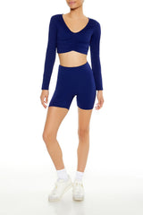 Active Ruched V-Neck Crop Top