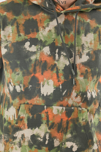 Abstract Print Drawstring Hoodie